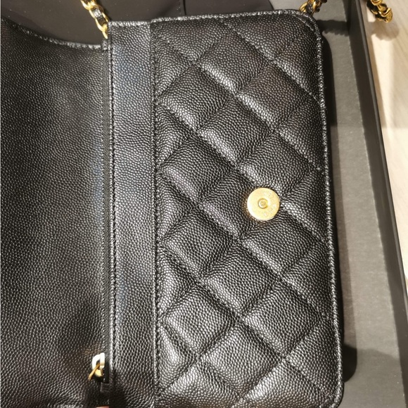 CHANEL Caviar Quilted Coco First Wallet On Chain WOC Black - Picture 4 of 10